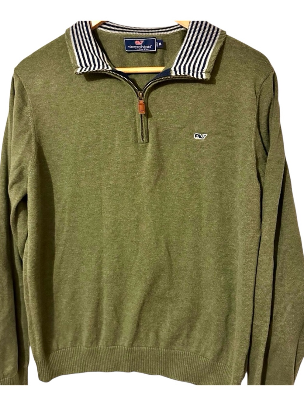 Vineyard Vines Men's Olive Zip-Up Sweater